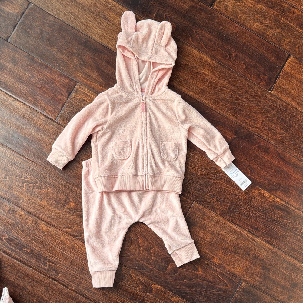 Carter's Soft Pink Baby Hoodie and Pants Set